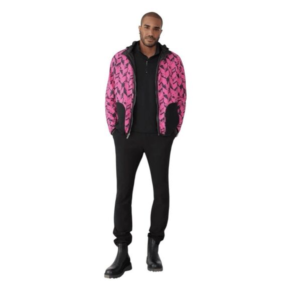 GSTQ Reversible Jacket Pink Black Herringbone Men's XS - Picture 2 of 13